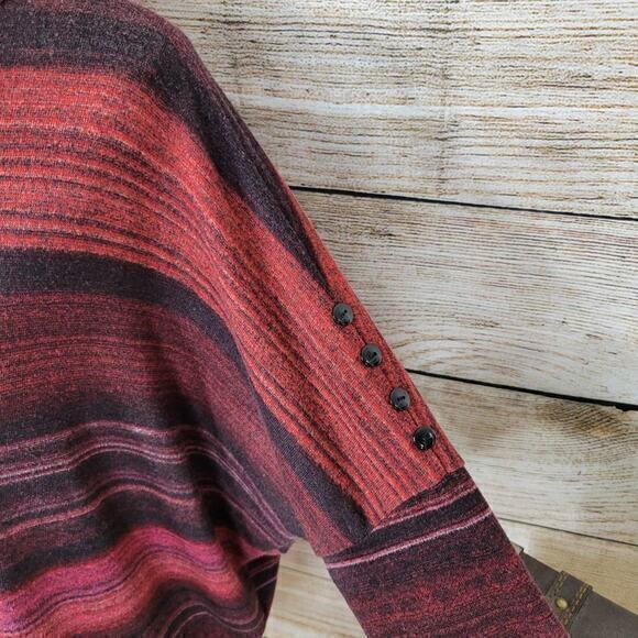 Clara Sun Woo Womens Top Striped‎ Dolman Sleeve Red Medium - Picture 2 of 6